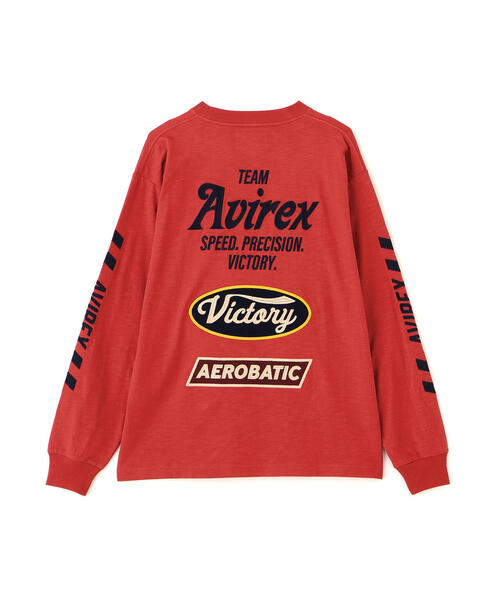 AVIREX（アヴィレックス）の「《A.A.R.C》EMBROIDERY L/S T-SHIRT / エンブロイダリー ロングスリーブ ティーシャツ / AVIREX / アヴィレックス（Tシャツ/カットソー・メンズ・キナリ/レッド/チャコールグレー・L/M/2XL/XL）」の4枚目の写真
