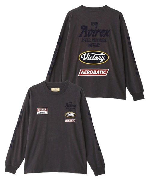 AVIREX（アヴィレックス）の「《A.A.R.C》EMBROIDERY L/S T-SHIRT / エンブロイダリー ロングスリーブ ティーシャツ / AVIREX / アヴィレックス（Tシャツ/カットソー・メンズ・キナリ/レッド/チャコールグレー・L/M/2XL/XL）」の3枚目の写真