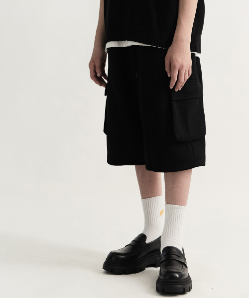 DRAW.M(ドローエム)の「バミューダカーゴハーフスウェットパンツ(ブラック)(その他パンツ・メンズ・その他・M/L)」の1枚目の写真
