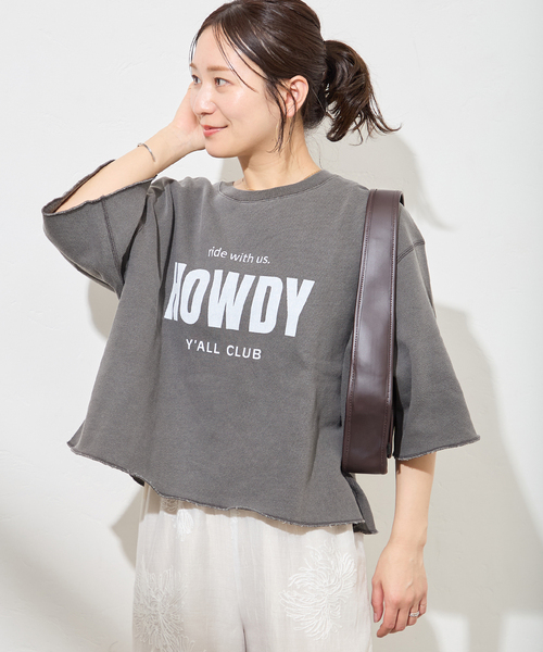 JOURNAL STANDARD（ジャーナルスタンダード）の「HOWDY ハーフスリーブスウェット（スウェット・レディース・ブラック系その他/グレー/ベージュ・FREE）」の2枚目の写真