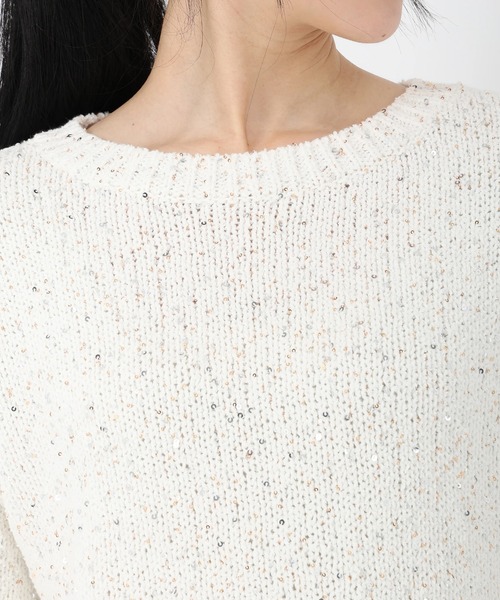 STRAWBERRY-FIELDS（ストロベリーフィールズ）の「シャインコットン_スパンコールニット（ニット/セーター・レディース・オフホワイト・2）」の5枚目の写真