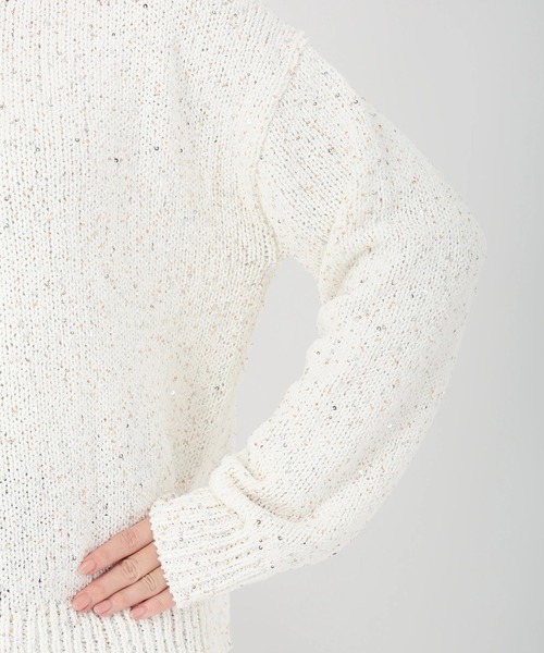 STRAWBERRY-FIELDS（ストロベリーフィールズ）の「シャインコットン_スパンコールニット（ニット/セーター・レディース・オフホワイト・2）」の7枚目の写真