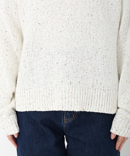 STRAWBERRY-FIELDS（ストロベリーフィールズ）の「シャインコットン_スパンコールニット（ニット/セーター・レディース・オフホワイト・2）」の8枚目の写真