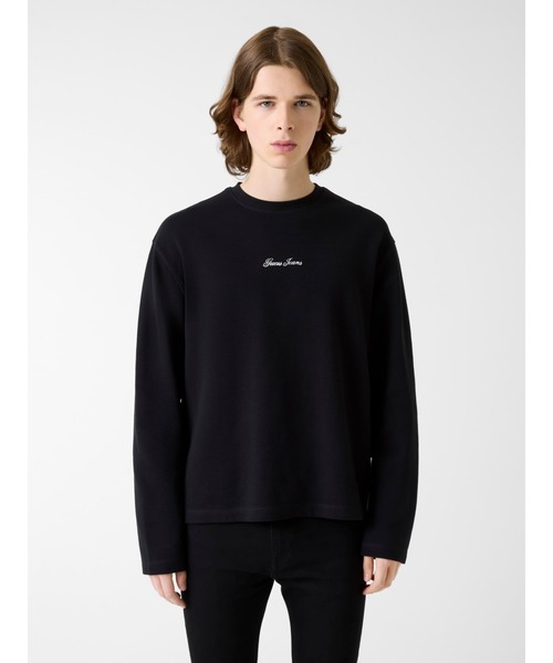 GUESS JEANS（ゲスジーンズ）の「GUESS JEANS Long Sleeves Boxy Cropped Ottoman（ニット/セーター・メンズ・ブラック/ホワイト・SMALL/MEDIUM/LARGE/X-LARGE）」の2枚目の写真