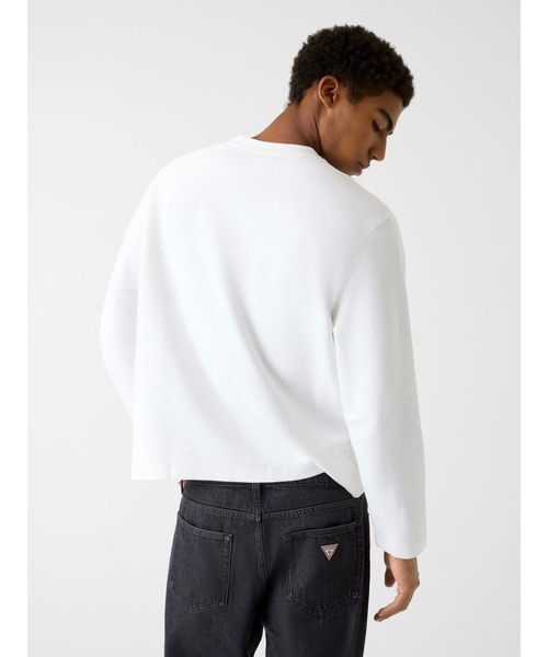 GUESS JEANS（ゲスジーンズ）の「GUESS JEANS Long Sleeves Boxy Cropped Ottoman（ニット/セーター・メンズ・ブラック/ホワイト・SMALL/MEDIUM/LARGE/X-LARGE）」の3枚目の写真