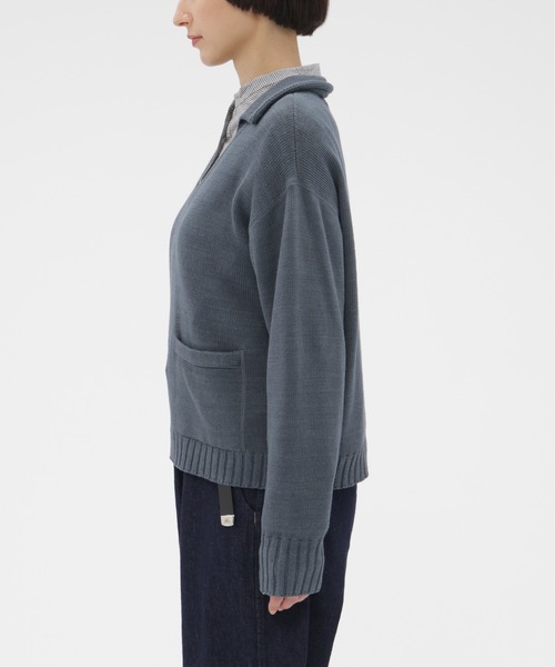 MHL.（エムエイチエル）の「CONTRAST COTTON LINEN（ニット/セーター・レディース・グリーン/ベージュ・2）」の4枚目の写真