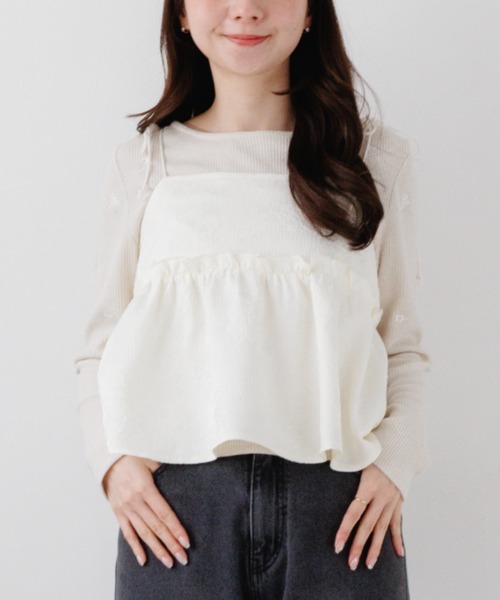 flower(フラワー)の「グロスフルールビスチェ(キャミソール・レディース・アイボリー/ブルー・FREE)」の1枚目の写真