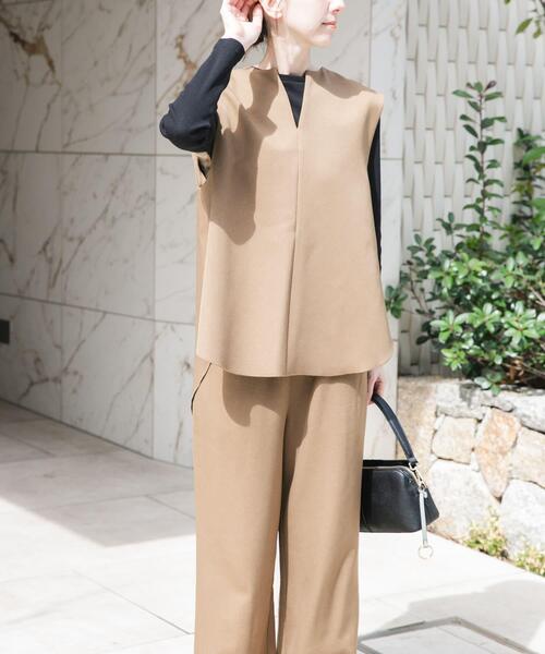 ITEMS URBANRESEARCH（アイテムズ アーバンリサーチ）の「『イージーケア』ボンディングベストセットアップ(楽着シリーズ)（セットアップ・レディース・ブルー系その他/ブラウン系その他・FREE）」の4枚目の写真