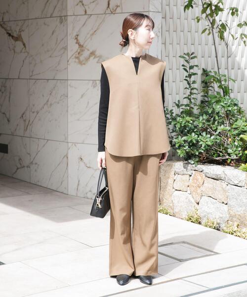 ITEMS URBANRESEARCH（アイテムズ アーバンリサーチ）の「『イージーケア』ボンディングベストセットアップ(楽着シリーズ)（セットアップ・レディース・ブルー系その他/ブラウン系その他・FREE）」の8枚目の写真