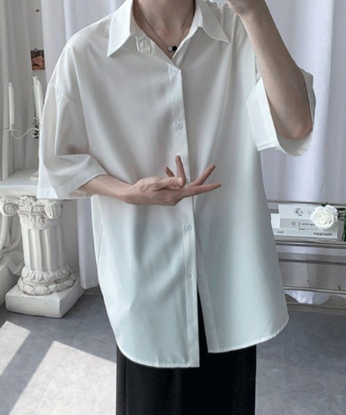 WYZ wear(ダブリューワイジィーウェア)の「オーバーサイズ半袖シャツ/ユニセックス(シャツ/ブラウス・メンズ・チャコールグレー/ブラック/ホワイト・L/M/XL)」の19枚目の写真