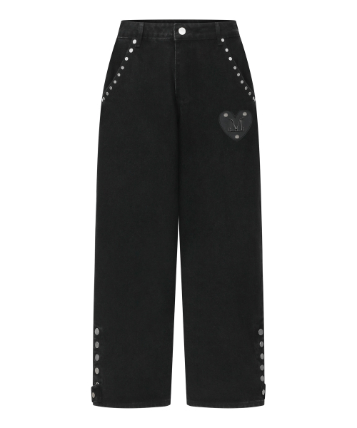 MUCENT（ムセント）の「ブレンリベットポイントワイドデニムパンツ（デニムパンツ・レディース・ブラック・MEDIUM/SMALL）」の2枚目の写真