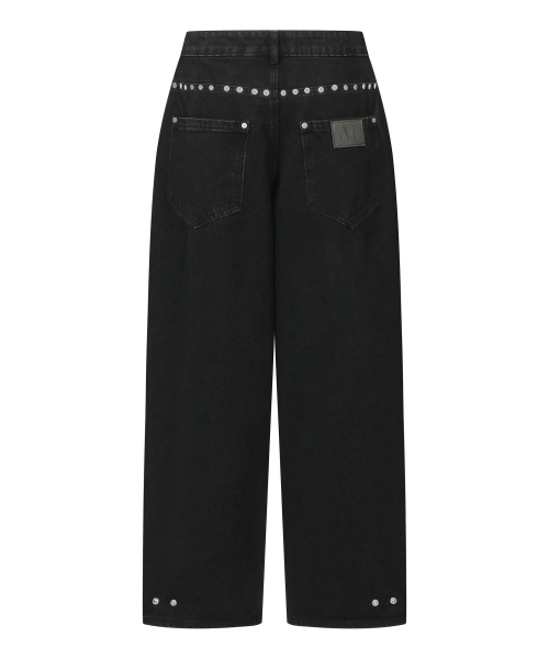 MUCENT（ムセント）の「ブレンリベットポイントワイドデニムパンツ（デニムパンツ・レディース・ブラック・MEDIUM/SMALL）」の3枚目の写真