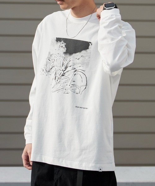 and wander（アンドワンダー）の「and wander/アンドワンダー krell Monochrome LS by MASAYOSHI SUZUKI プレーティング天竺 ロンT 2026年春夏（Tシャツ/カットソー・メンズ・ブラック/ホワイト・M/L/XL）」の21枚目の写真