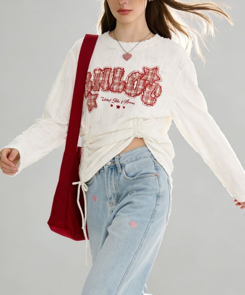 HOOK(フック)の「ハート刺繍 ワイドデニムパンツ(デニムパンツ・レディース・ライトブルー/ネイビー・M/S/L)」の8枚目の写真
