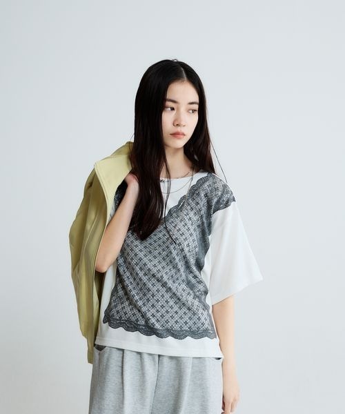 JEANASIS（ジーナシス）の「トロンプルイユレースビスチェTEE/663958（Tシャツ/カットソー・レディース・ホワイト/ホワイト系その他・FREE）」の6枚目の写真