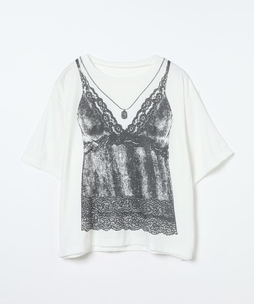 JEANASIS（ジーナシス）の「トロンプルイユレースビスチェTEE/663958（Tシャツ/カットソー・レディース・ホワイト/ホワイト系その他・FREE）」の9枚目の写真