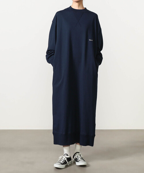 GYMPHLEX(ジムフレックス)の「Gymphlex | コットンジャージー クルーネックワンピース WOMEN(ワンピース・レディース・ライトグリーン/ダークネイビー・14)」の2枚目の写真