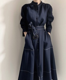 ＆soiree（アンドソワレ）の「ハイネックウエストリボンステッチワンピース（ワンピース）」