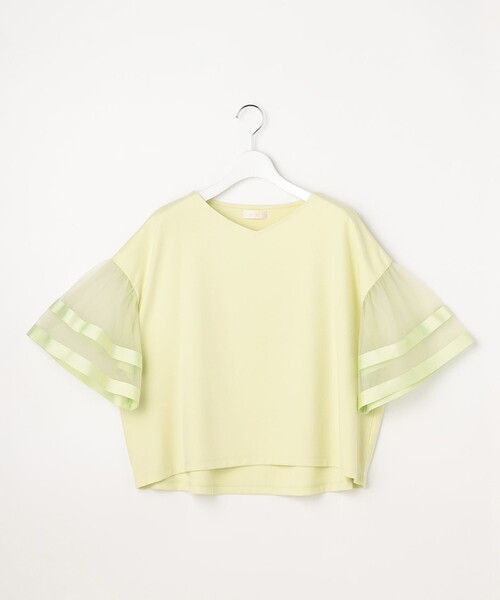 ANY SIS(エニィスィス)の「ゆるVネックチュールフリル袖 プルオーバー(Tシャツ/カットソー・レディース・スカイブルー系/ライトグリーン系/ホワイト系/ブラック系・MEDIUM)」の15枚目の写真