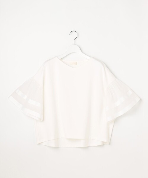 ANY SIS(エニィスィス)の「ゆるVネックチュールフリル袖 プルオーバー(Tシャツ/カットソー・レディース・スカイブルー系/ライトグリーン系/ホワイト系/ブラック系・MEDIUM)」の16枚目の写真