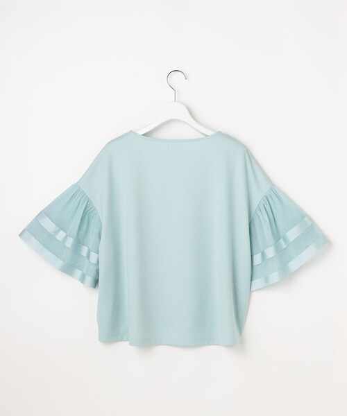 ANY SIS(エニィスィス)の「ゆるVネックチュールフリル袖 プルオーバー(Tシャツ/カットソー・レディース・スカイブルー系/ライトグリーン系/ホワイト系/ブラック系・MEDIUM)」の18枚目の写真