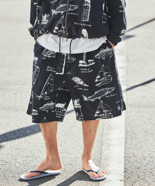 NAUTICA（ノーティカ）の「NAUTICA/ノーティカ OCEAN総柄 ツイル ツータック イージーショーツ（その他パンツ・メンズ・ネイビー/その他/オフホワイト・MEDIUM/X-LARGE/LARGE）」の3枚目の写真