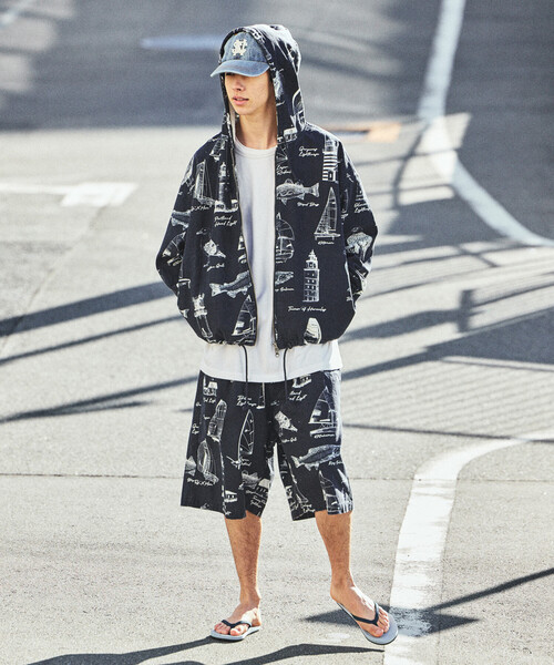 NAUTICA（ノーティカ）の「NAUTICA/ノーティカ OCEAN総柄 ツイル ツータック イージーショーツ（その他パンツ・メンズ・ネイビー/その他/オフホワイト・MEDIUM/X-LARGE/LARGE）」の4枚目の写真