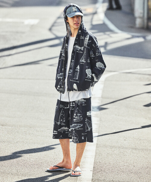 NAUTICA（ノーティカ）の「NAUTICA/ノーティカ OCEAN総柄 ツイル ツータック イージーショーツ（その他パンツ・メンズ・ネイビー/その他/オフホワイト・MEDIUM/X-LARGE/LARGE）」の6枚目の写真