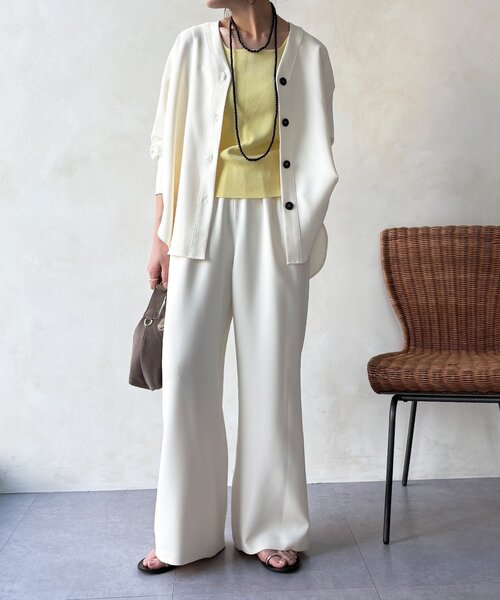 DouDou（ドゥドゥ）の「【WEB限定/セットアップ対応】セミワイドフレアパンツ（その他パンツ・レディース・オフホワイト/ブラック・FREE）」の3枚目の写真