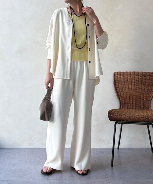 DouDou（ドゥドゥ）の「【WEB限定/セットアップ対応】セミワイドフレアパンツ（その他パンツ・レディース・オフホワイト/ブラック・FREE）」の5枚目の写真