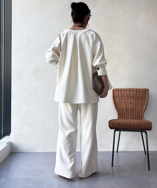 DouDou（ドゥドゥ）の「【WEB限定/セットアップ対応】セミワイドフレアパンツ（その他パンツ・レディース・オフホワイト/ブラック・FREE）」の7枚目の写真