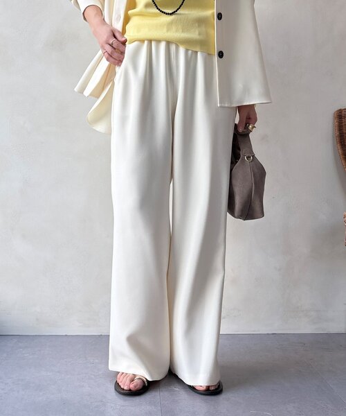 DouDou（ドゥドゥ）の「【WEB限定/セットアップ対応】セミワイドフレアパンツ（その他パンツ・レディース・オフホワイト/ブラック・FREE）」の10枚目の写真