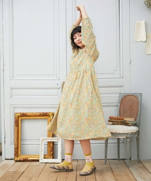 Jocomomola(ホコモモラ)の「La mancha ドット総刺繍ワンピース(ワンピース・レディース・アイボリー・40)」の2枚目の写真