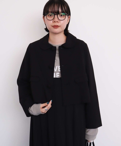 I am I in fact...（アイアムアイインファクト）の「丸襟ショート ジャケット（その他アウター・レディース・グレー/ブラック・FREE）」の10枚目の写真