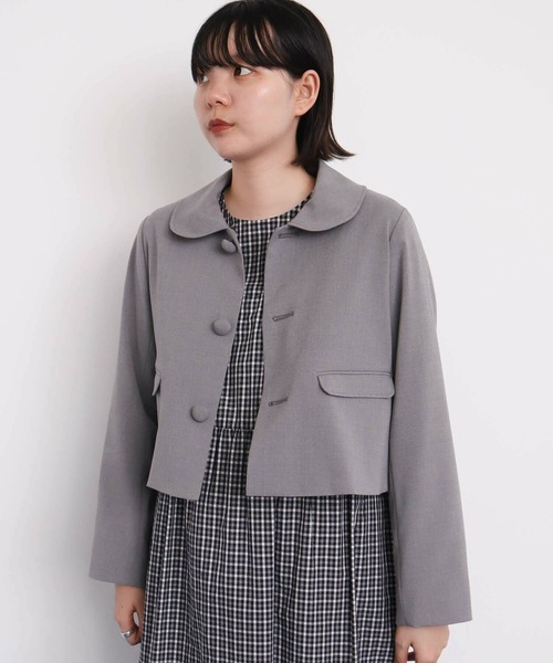 I am I in fact...（アイアムアイインファクト）の「丸襟ショート ジャケット（その他アウター・レディース・グレー/ブラック・FREE）」の17枚目の写真