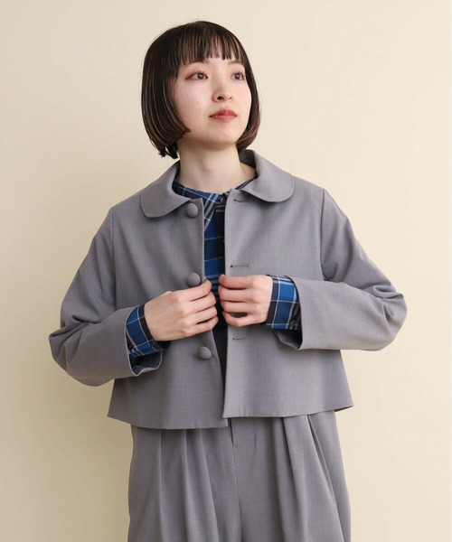 I am I in fact...（アイアムアイインファクト）の「丸襟ショート ジャケット（その他アウター・レディース・グレー/ブラック・FREE）」の8枚目の写真