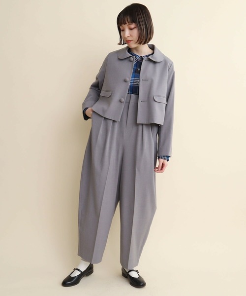 I am I in fact...（アイアムアイインファクト）の「丸襟ショート ジャケット（その他アウター・レディース・グレー/ブラック・FREE）」の9枚目の写真