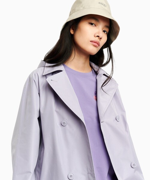 AIGLE（エーグル）の「防風 透湿 防水 GORE-TEX ゴアテックス ショートトレンチコート / フード取り外し可（トレンチコート・レディース・ブラウン/ベージュ/パープル/ブラック・34/36/40/38/42）」の6枚目の写真