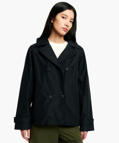 AIGLE（エーグル）の「防風 透湿 防水 GORE-TEX ゴアテックス ショートトレンチコート / フード取り外し可（トレンチコート・レディース・ブラウン/ベージュ/パープル/ブラック・34/36/40/38/42）」の2枚目の写真