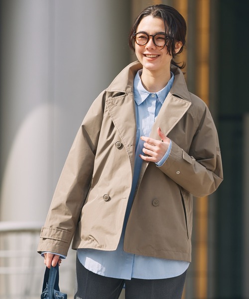 AIGLE（エーグル）の「防風 透湿 防水 GORE-TEX ゴアテックス ショートトレンチコート / フード取り外し可（トレンチコート・レディース・ブラウン/ベージュ/パープル/ブラック・34/36/40/38/42）」の20枚目の写真