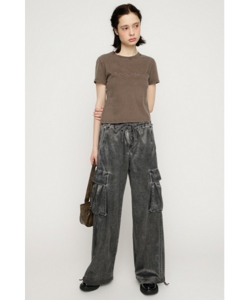 SLY（スライ）の「WASHED SATIN CARGO PT ウォッシュドサテンカーゴパンツ 春服（カーゴパンツ・レディース・ライトブルー/カーキ/ライトブラック・1/2）」の4枚目の写真