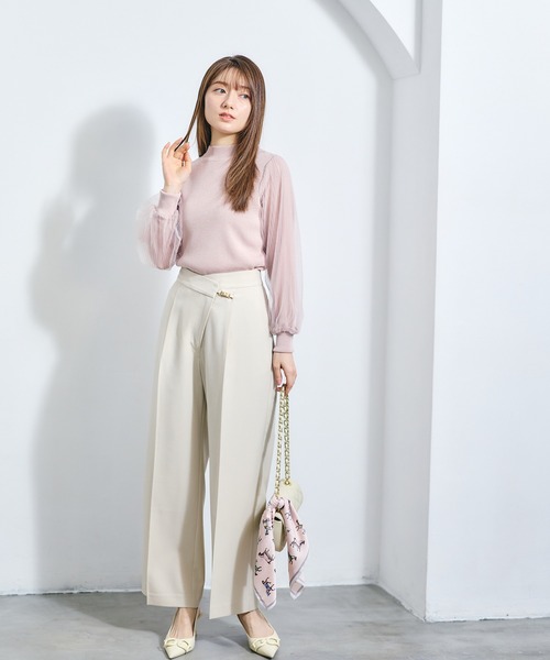 12Twelve Agenda(トゥエルブ アジェンダ)の「スリーブチュールニットプルオーバー(ニット/セーター・レディース・ピンク/オフホワイト/グレー・M)」の12枚目の写真