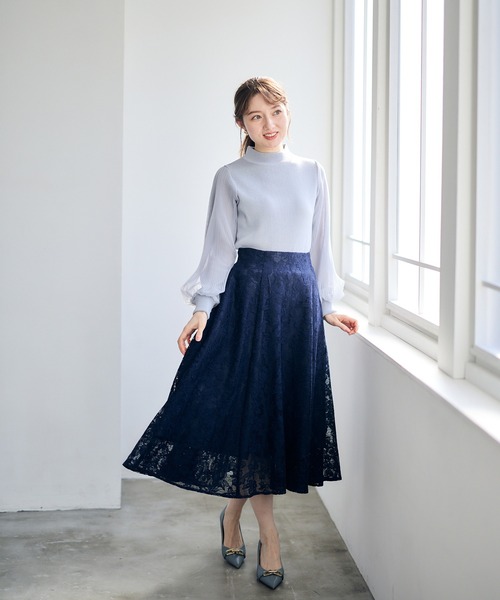 12Twelve Agenda(トゥエルブ アジェンダ)の「スリーブチュールニットプルオーバー(ニット/セーター・レディース・ピンク/オフホワイト/グレー・M)」の21枚目の写真