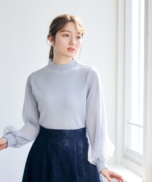 12Twelve Agenda(トゥエルブ アジェンダ)の「スリーブチュールニットプルオーバー(ニット/セーター・レディース・ピンク/オフホワイト/グレー・M)」の18枚目の写真