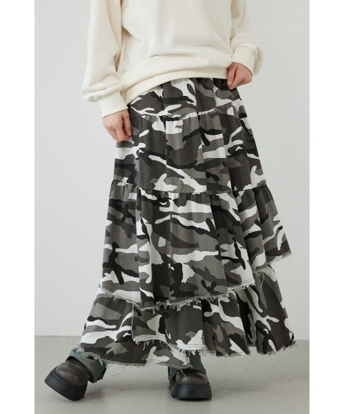 RODEO CROWNS WIDE BOWL（ロデオクラウンズワイドボウル）の「CAMOランダムティアードスカート（スカート・レディース・ブラック系その他/カモフラージュ・FREE）」の3枚目の写真