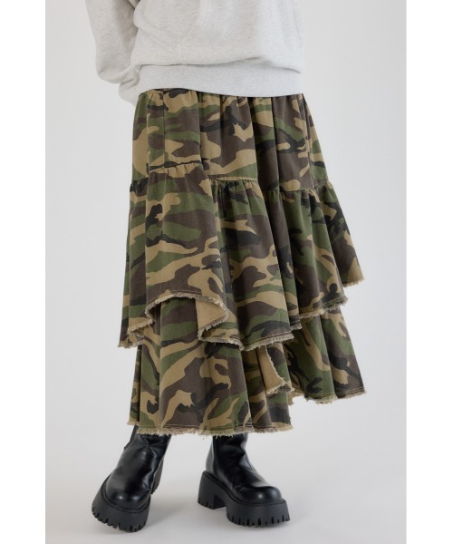 RODEO CROWNS WIDE BOWL（ロデオクラウンズワイドボウル）の「CAMOランダムティアードスカート（スカート・レディース・ブラック系その他/カモフラージュ・FREE）」の8枚目の写真