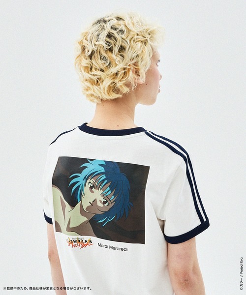 Mardi Mercredi(マルディメクルディ)の「RINGER TSHIRT FLOWERMARDI EVA REI(Tシャツ/カットソー・レディース・アイボリー・FREE)」の1枚目の写真