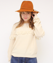 mystic | 【mystic】フリンジ切替ニットプルオーバー(ニット/セーター)