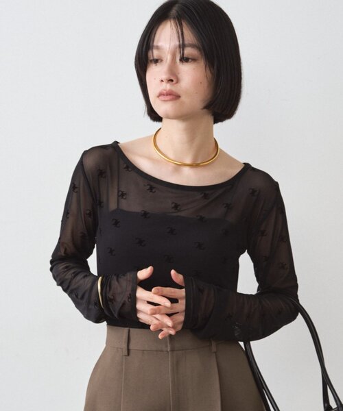 LOUNGEDRESS（ラウンジドレス）の「モノグラムシアープルオーバー（Tシャツ/カットソー・レディース・ベージュ/ブラック・FREE）」の10枚目の写真