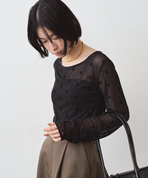 LOUNGEDRESS（ラウンジドレス）の「モノグラムシアープルオーバー（Tシャツ/カットソー・レディース・ベージュ/ブラック・FREE）」の11枚目の写真